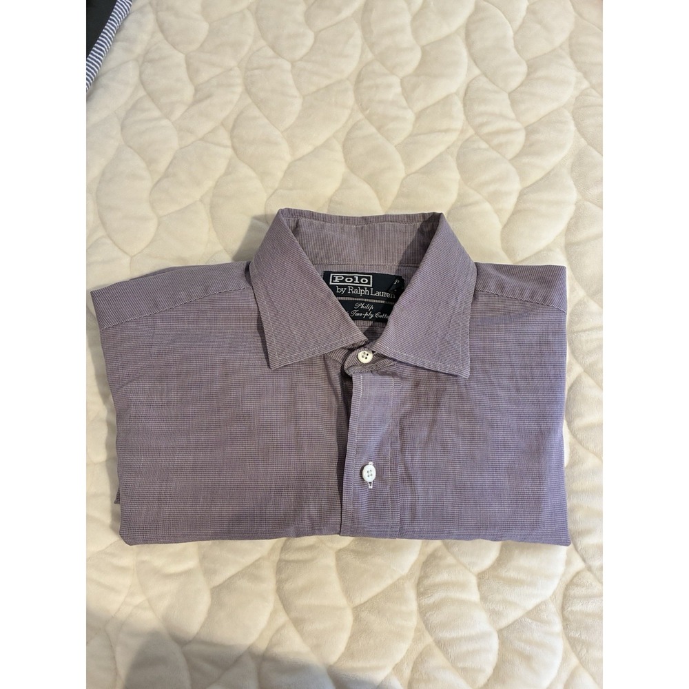 Vtg Polo‎ by Ralph Lauren Philip Fine Two Ply 100's Button Up Shirt Mens 16